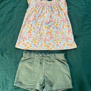 Carter's Floral Top and Green Shorts Set
